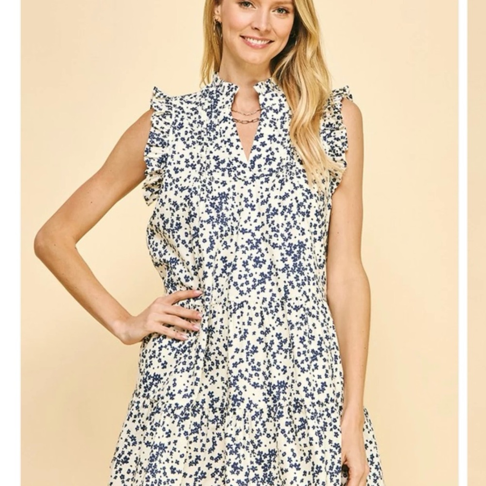 Pinch Ruffle Sleeveless Dress